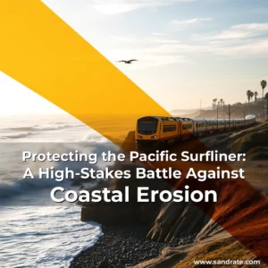 Artistic representation for Protecting the Pacific Surfliner: A High-Stakes Battle Against Coastal Erosion
