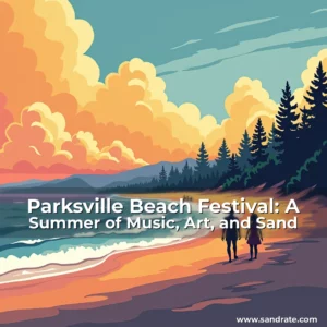 Artistic representation for Parksville Beach Festival: A Summer of Music, Art, and Sand